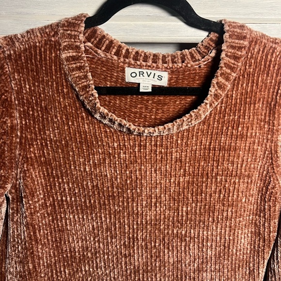 Orvis Terracotta Chenille Chunky Knit Crewneck Sweater Cozy - Picture 4 of 7